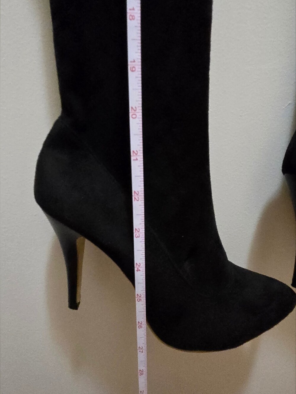 ShoeNTale Black Suede Feel Over-the-Knee Pointed Toe Boots - Picture 3 of 9